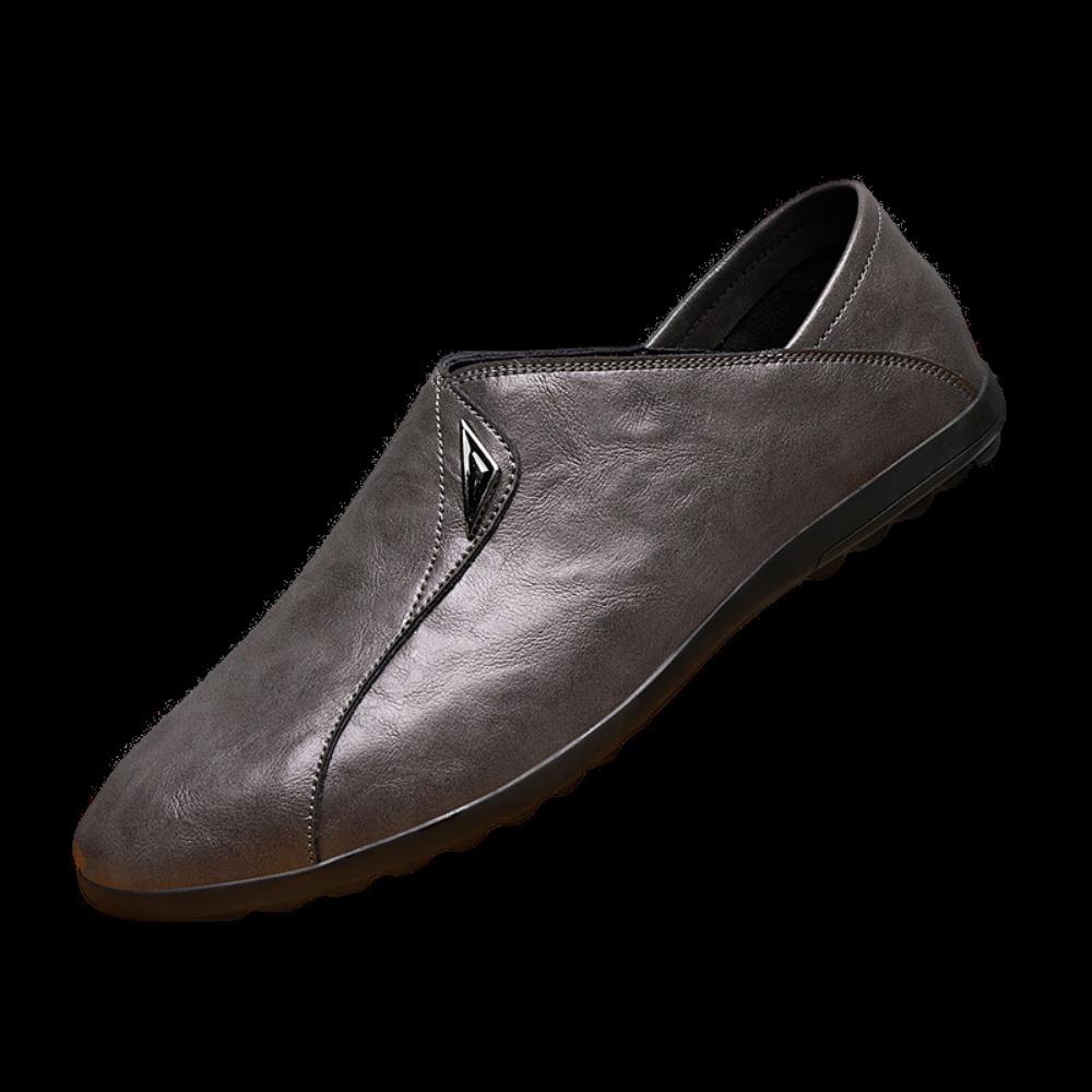 Casual Leather Shoes for Men Slip Resistant Soft Sole Trendy Loafers Comfortable Driving Shoes