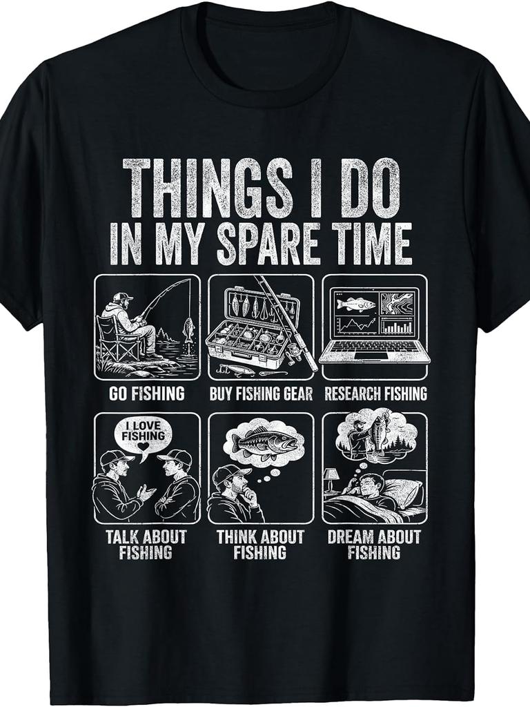 Unisex T-shirt Things I Do In My Spare Time Funny Fishing Humor Fisherman T-Shirt