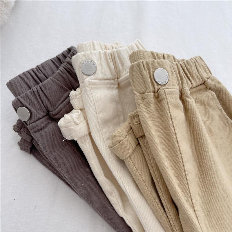 Children's Autumn Solid Color Mid-rise Long Pants, Small and Medium Sizes, Loose and Casual, Outerwear Harem Pants