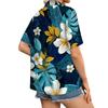 Women's fashionable casual Hawaiian print short-sleeved button-down collar shirt top