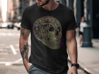 Day of the Dead Skull Shirt – Neon Gothic Tee – Dia De Los Muertos Graphic T-Shirt