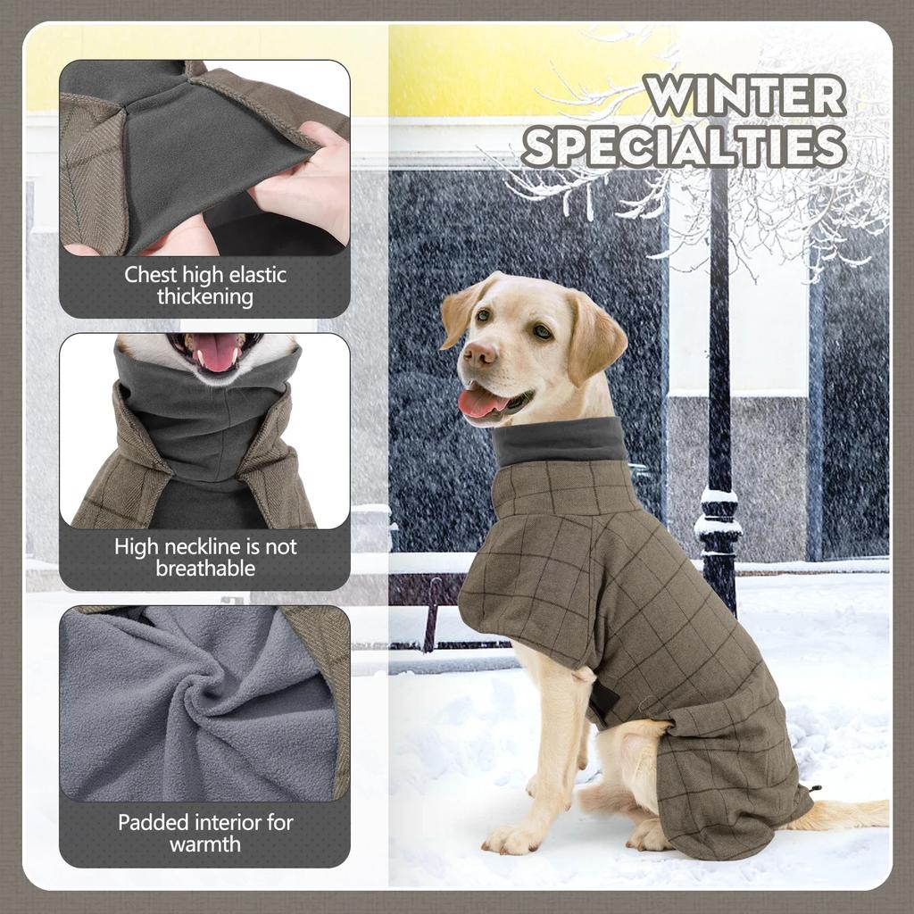Hundekleidung Wasserdichte Winddichte Kleidung Winter Warm Britischer Stil Karojacke Für Kleine Mittelgroße Große Hunde Winterkleidung für Hund