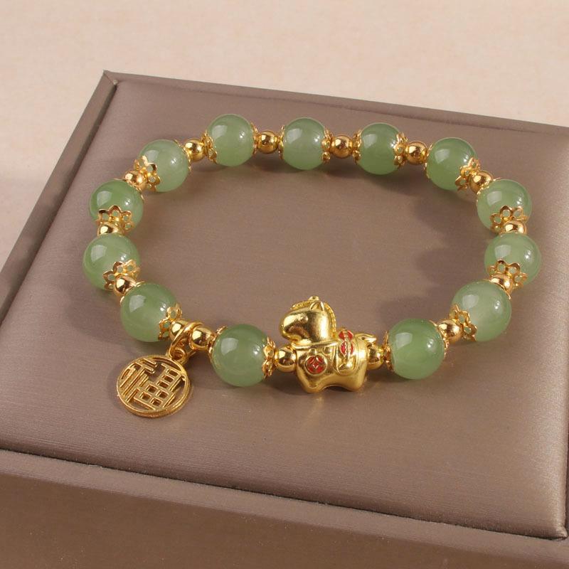New Chinese Style Bracelet Horse Year Lucky Charm Bracelet Temperament Glass Hand Bracelet Jewelry Accessories