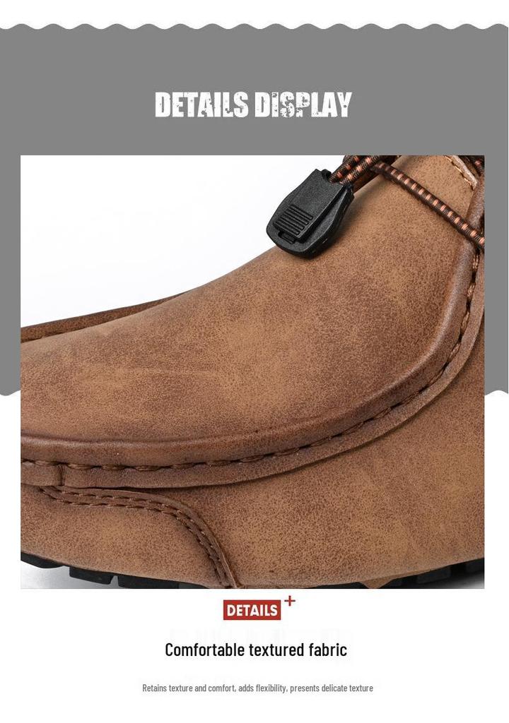 Spring Plus Size Hand-stitched Men's Leather Moccasins - Fashionable & Versatile Casual Shoes