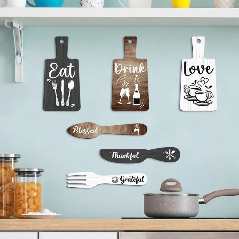 6 Pcs Mini Wood Plaque Kitchen Wall Decor Set Wall Ornaments Kitchen Wall Sign Farmhouse Decor