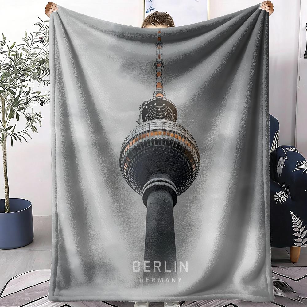 Europe Amsterdam Pari Cities Throw Soft Flannel Throw Summer AC Blanket Lightweight Cool Nap Blanket for Sofa Bed Couch Travel 75X95CM