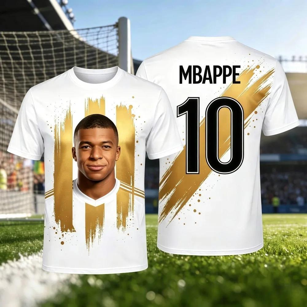 Summer Mbappé's 3D printed sportswear football short-sleeved T-shirt is loose and comfortable.