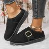 Snow Boots Women Winter Cashmere Warm Thick Soles Without Heel-covered Hair Half Slipper Cotton Shoes Cashmere Warm Boots