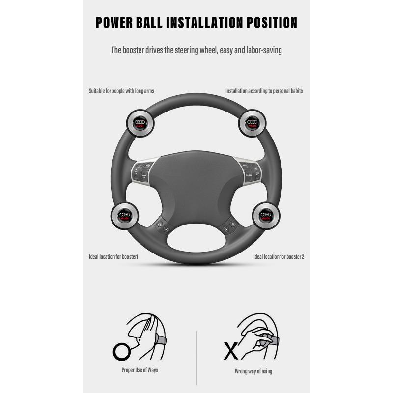 Car Steering Wheel Booster Ball Labor Saving Turning Car Accessories For Audi A3 A6 Q3 B6 B7 B8 B9 Q7 8P 8V 8L A5 A4 C6 C5 C7 4F A1 A7 A8 Q2 Q5 RS3 RS