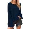 Women's Solid Color Round Neck Bell Sleeve Pullover Knitwear Fashion Short Sweater