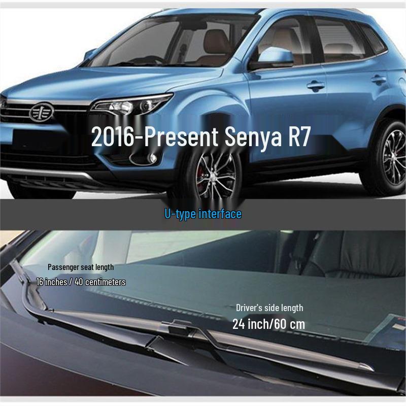 Frameless Silent Front & Rear Wipers for FAW Senya R7 (16-19) Pair - 16-20 Senya R7 Front Wipers
