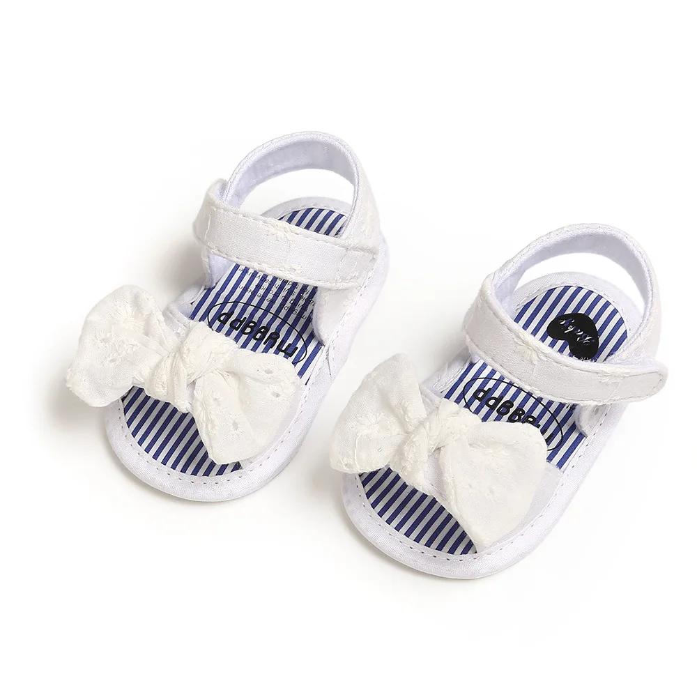 Baby Mädchen Anti-Rutsch Schleifensandalen Sommer Zehenfrei Rutschfest Weiche Sohle Flache Prinzessin Sandalen mit Schleife 0-18M