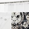 Artistic Rabbit Face Floral Design Shower Curtain Black White Boho Decor 72X72 Inches