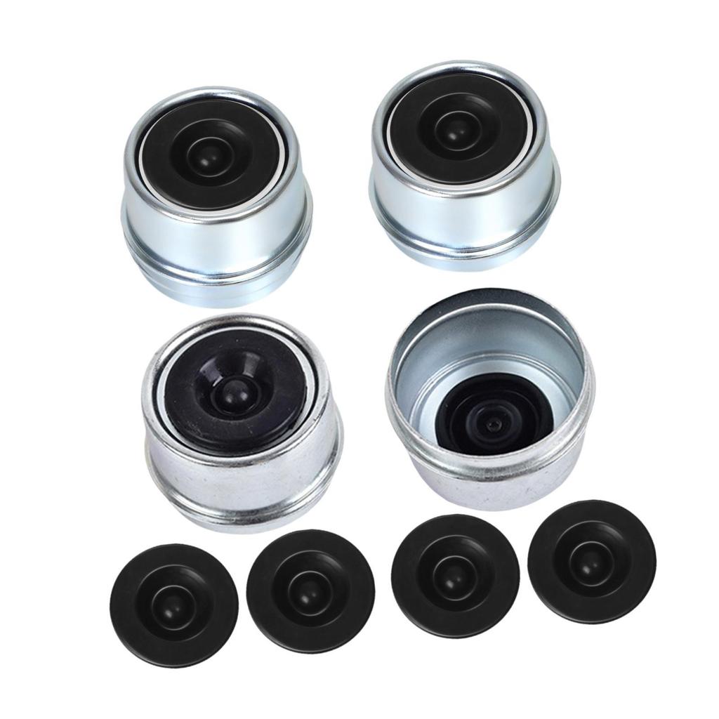 4x Trailer Hub Cover 1.98" Replacement Axle Wheel Hub Bearing Dust Cap RV Repair Fixing Axle Dust Cap Cup with Rubber Plug