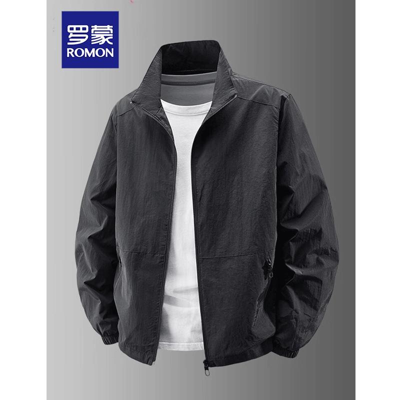 ROMON Men's Casual Windproof Stand-Collar Jacket