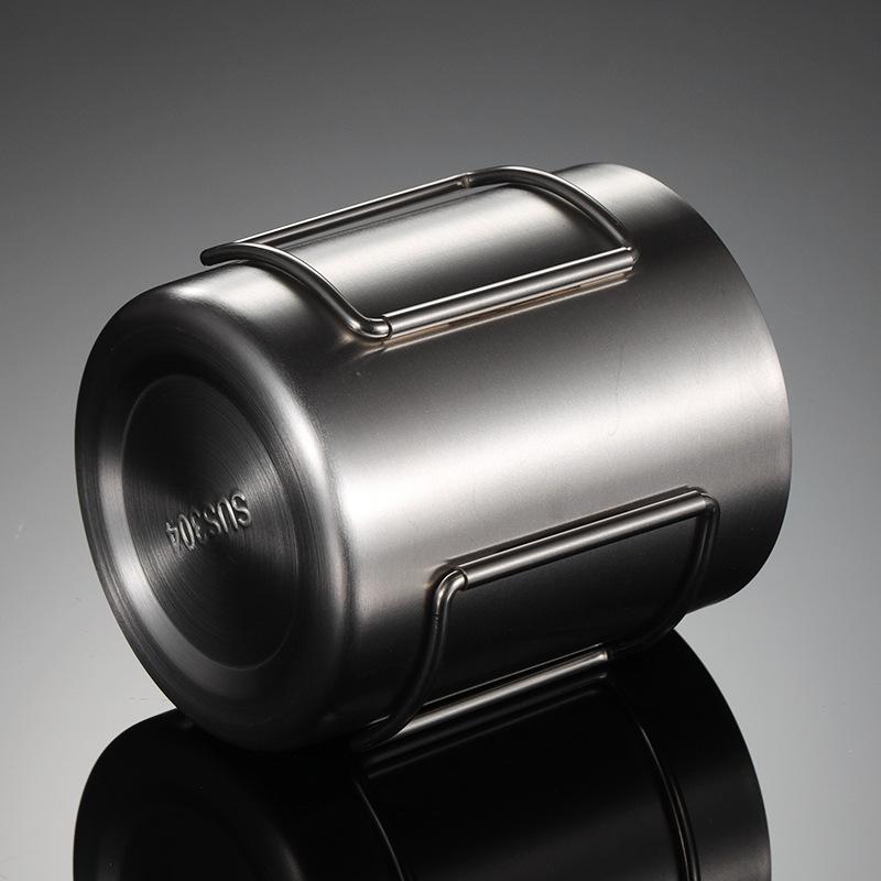 200-400ml Double-layer Stainless Steel Mugs Outdoor Camping Water Beer Mug Hike Handle Picnic Cups Family Friends Drinking Set