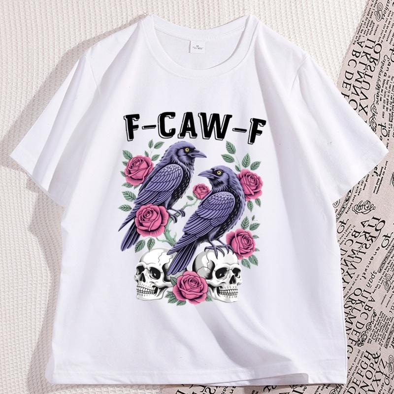 Gothic Black Crow FCW Graphic Tee Unisex Cotton Tshirt Loose Fit Casual Streetwear Top Soft Fabric Mens Womens TShirt Clothes