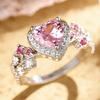 Huitan Aesthetic Design Women CopperColor Ring Inlaidbrilliant Heart Pink CZ Romantic Wedding Engagement Accessories Jewelry