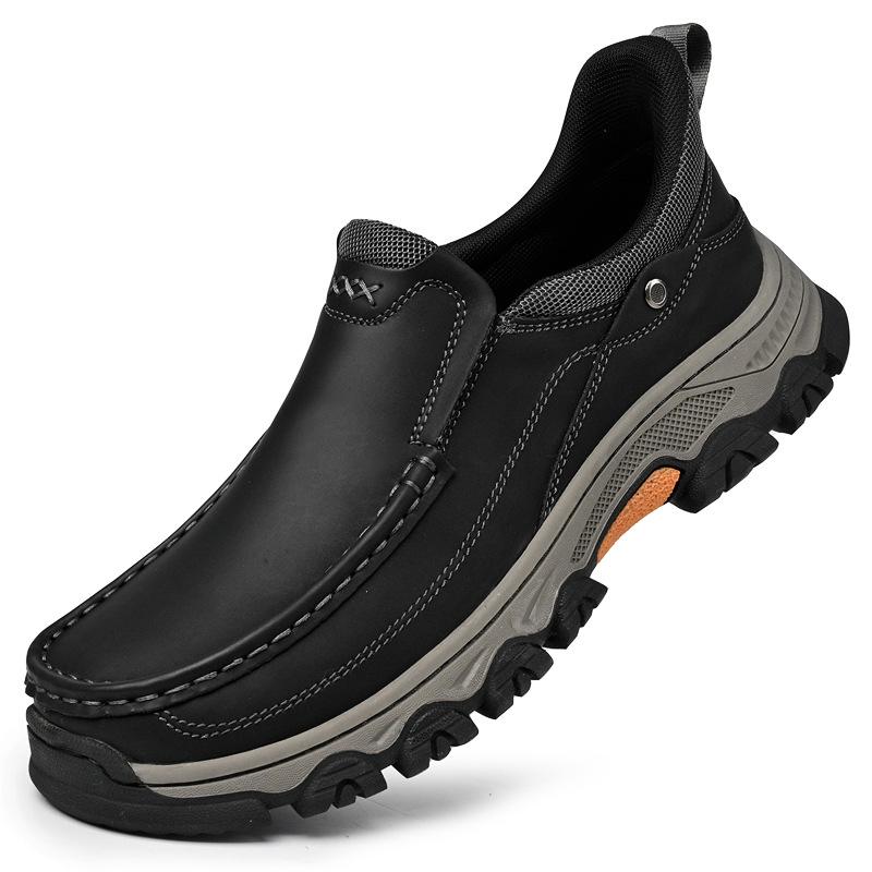 Men's Spring Loafers - Outdoor Casual Hiking, Thick Sole, Wear-Resistant, Slip-On Leather Shoes