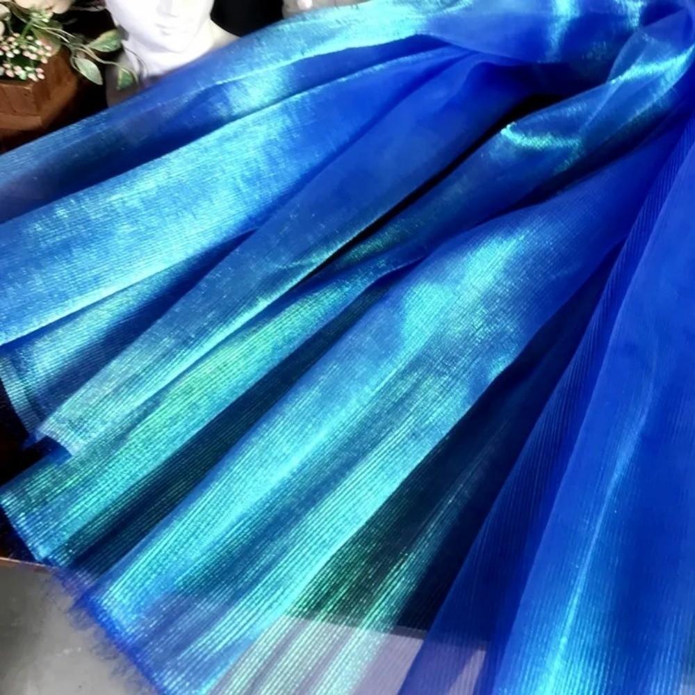 Straighten 100x150cm Pleated Organza Fabric Floral Design Background Wedding Dress Designer Cloth Apparel Sewing Fabrics