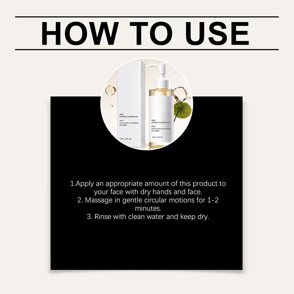 Pore Refining Cleansing Oil, Facial Makeup Remover, Oil-based Skin Cleanser and Care, Gentle Makeup Removal Without Tightening