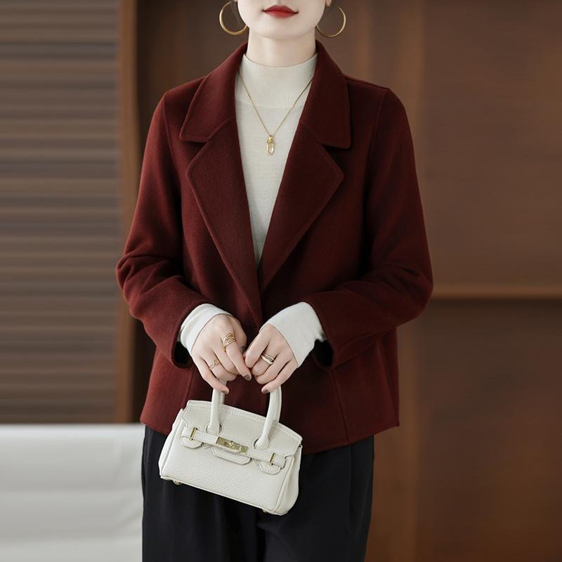 100% Wool Women Jacket TIDENOVEL Autumn Wool Blazer Handmade Suit Jacket Winter Warm Wool Coat