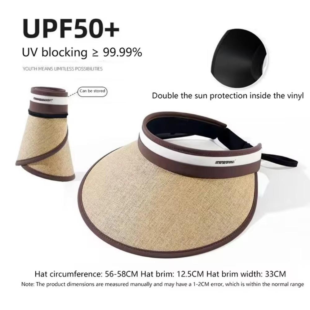 Foldable Straw Beach Hat UV Protection Hat Visor Cap Empty Top Hat  Summer Outdoor Activities