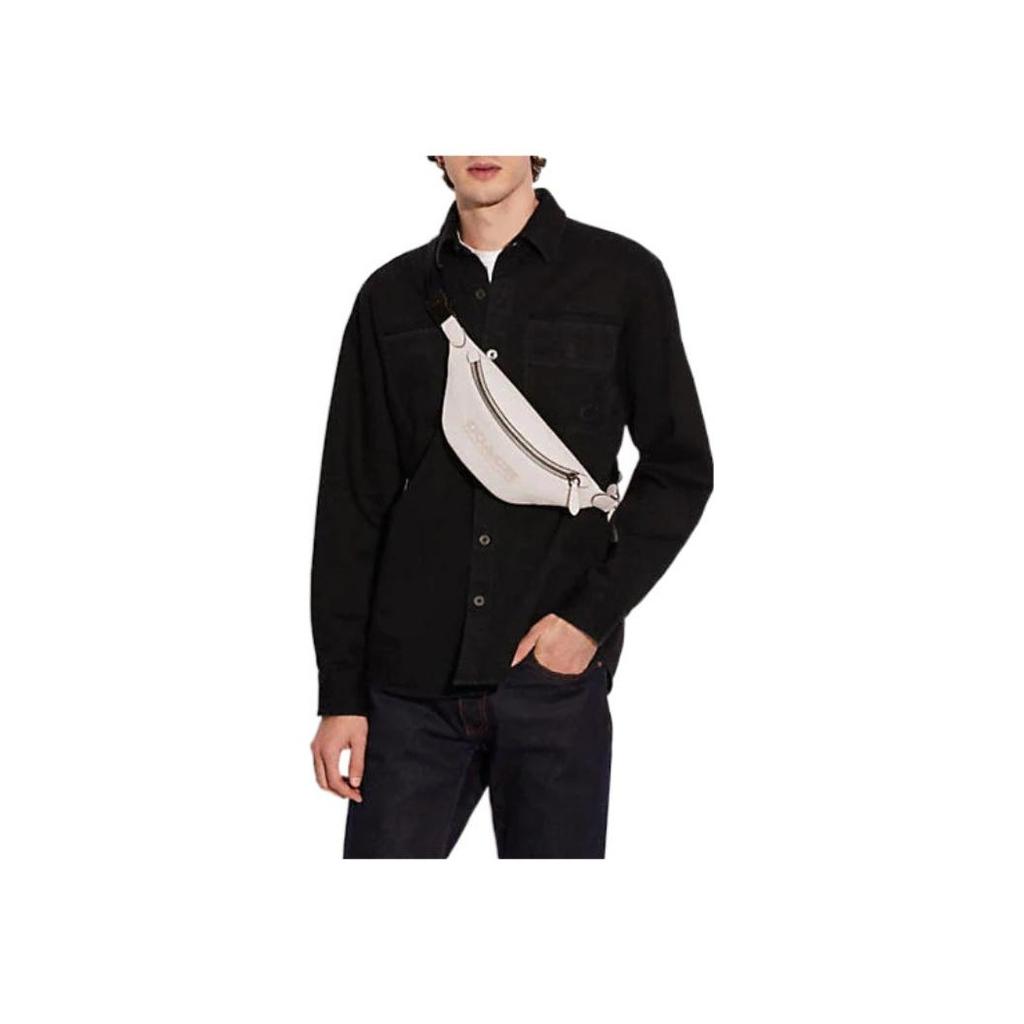 Coach Charter Pebble Grain Adjustable Shoulder Strap Leather Waist Bag Large Women waist bag White C6291-TXW