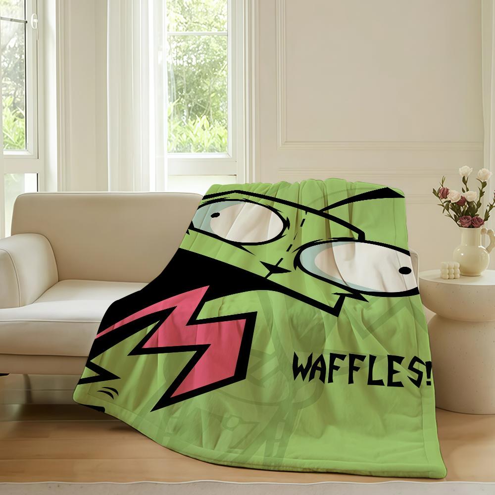 Adventure Cartoon Invader Zim Blanket For Sofa Office Bed Plane Travel Sleep Read Relax Camping Soft And Warm