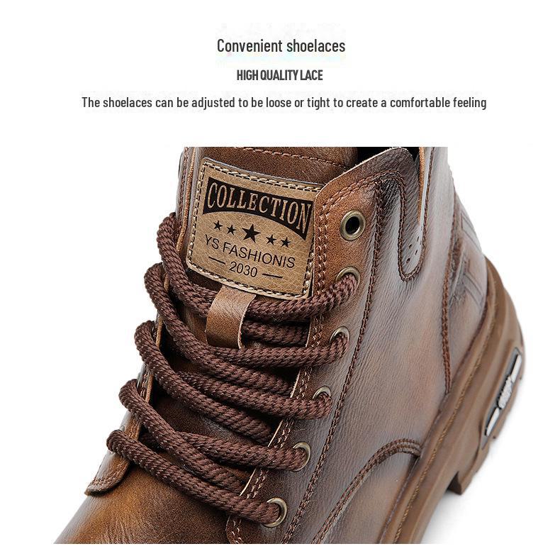 Men's Trendy Retro Martin Boots: Breathable, Non-Slip, Height-Enhancing, Shock-Absorbing, Comfortable, Wear-Resistant, All-Match.