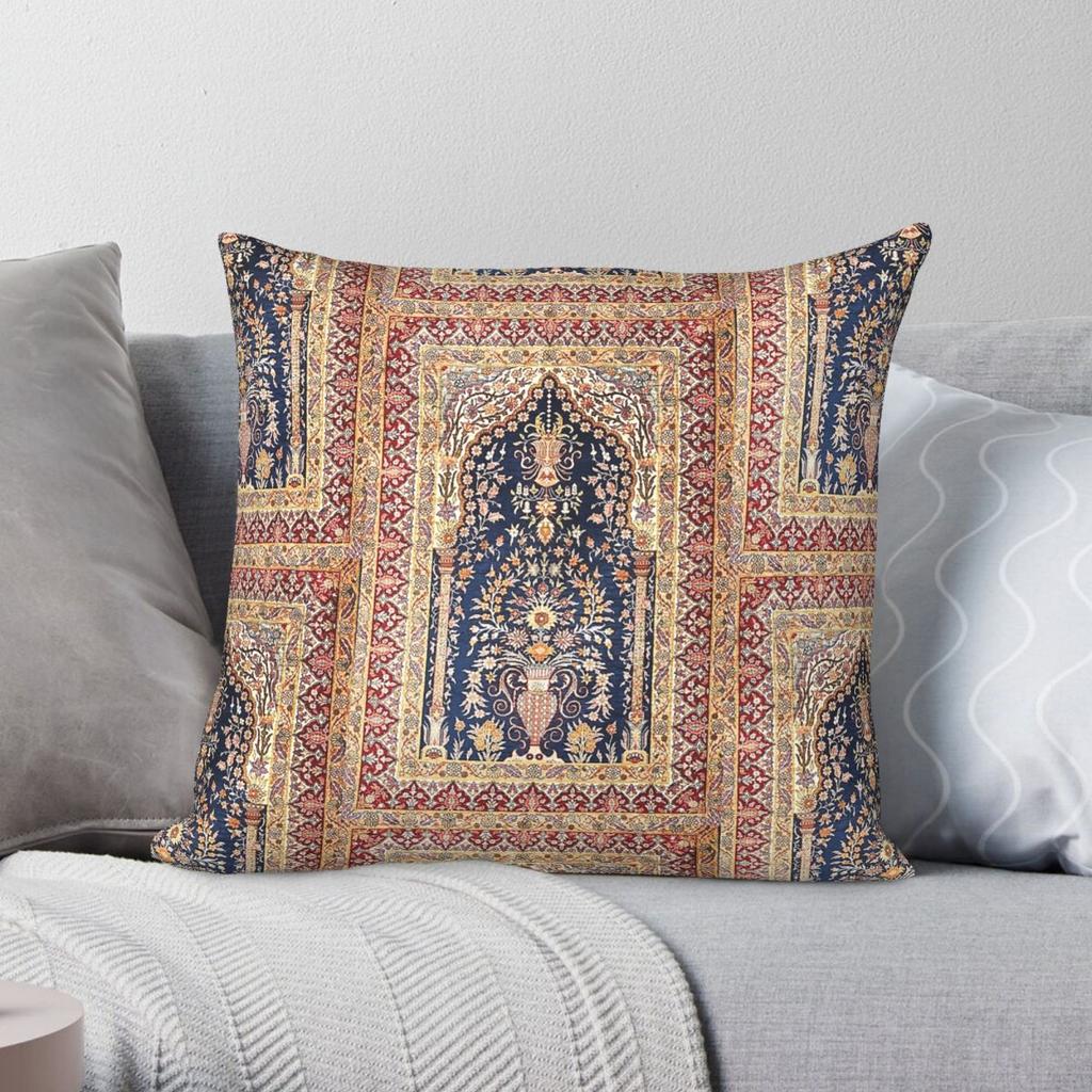 Turkish Antique Carpet Square Pillowcase Polyester Linen Velvet Pattern Zip Decor Throw Pillow Case Home Cushion Cover