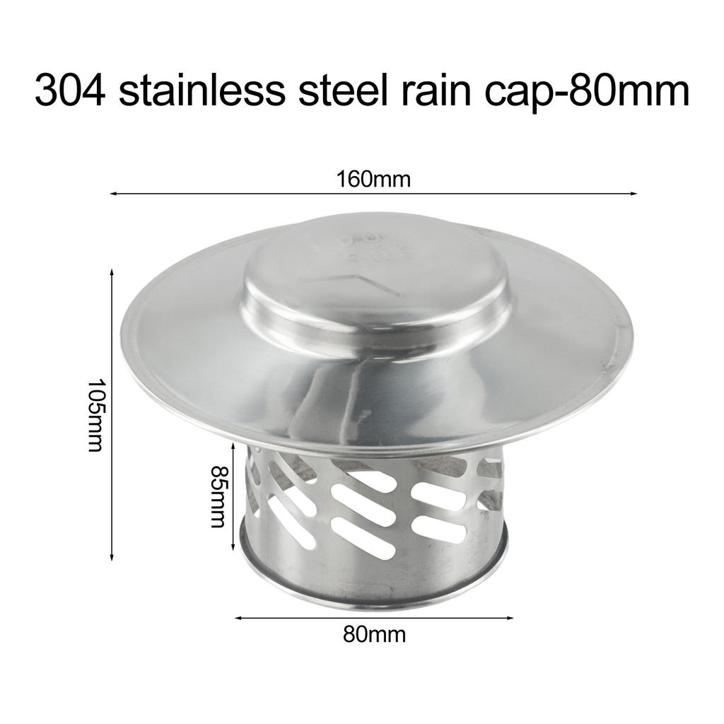 80/110/160/200mm Stainles Steel Chimney Cap Round Ducting Ventilation Exhaust Cover Roof Pipe Exhaust Hood Vent Cap