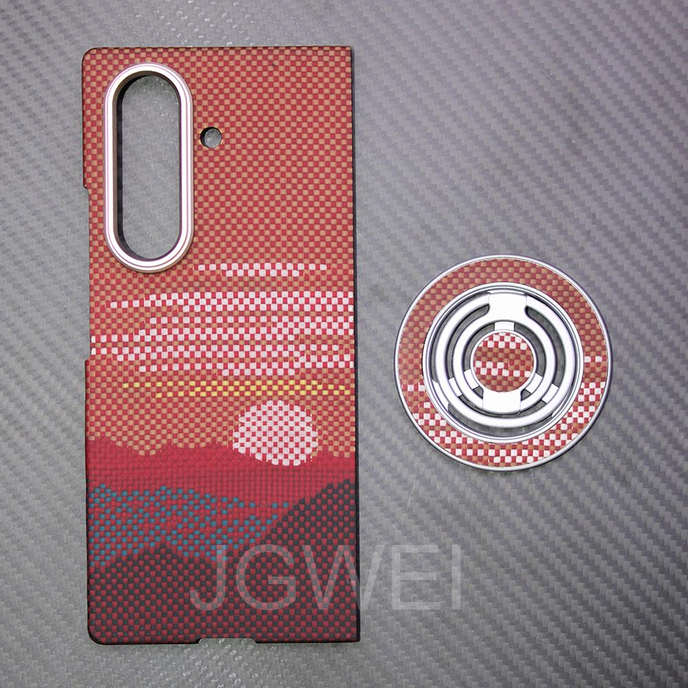 For Samsung Galaxy Z Fold 7 Carbon Case 600d Kevlar Aramid Fiber Fabric Ultra Thin Hard Cover Magnetic balckSlimlightred Premium