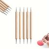 5pcs Double-Headed Nail Art Dotting Brush, Imprint Dotting Pen, Dual-Use Dotting Pen, Carving Pen, Wooden Stick Tool, Press-On Pen