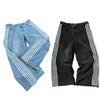 Jeans retrò a righe da strada da uomo stile Harajuku casual gamba larga gotico gamba dritta pantaloni da pavimento