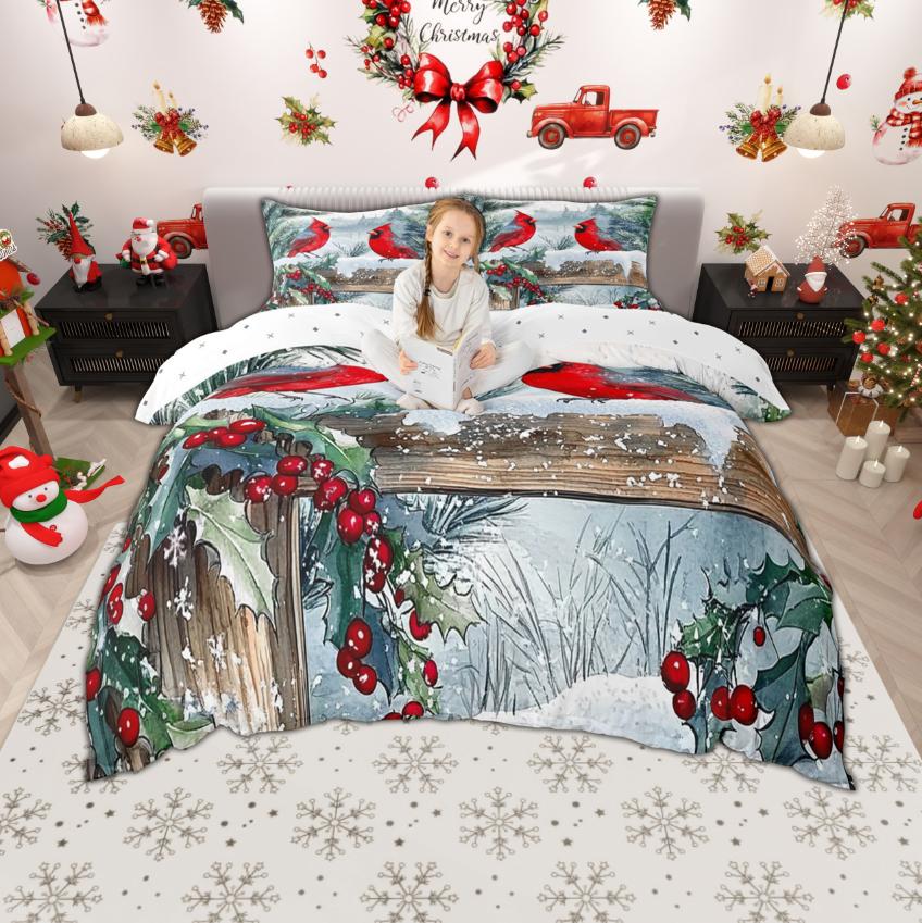 Comforter Homewish Xmas Santa Claus For Kids Children 2Pcs/3Pcs Rustic Lodge Cabin Xmas Bedding Happy New Year Bed Set