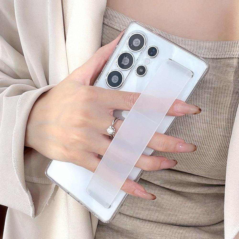 Silikonový Elastický Řemínek na Zápěstí Stojan Držák Pouzdro Pro Samsung S26 S25 Ultra S24 S23 Plus Matné Průhledné Nárazuvzdorné Měkké Ochranné Pouzdro