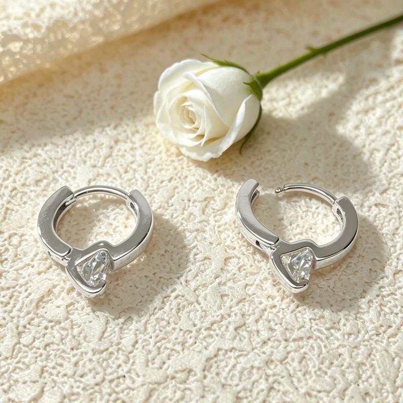 Real Gold-Plated Zircon Hoop Earrings – Versatile and Fashionable Ear Jewelry Real Gold Plated
