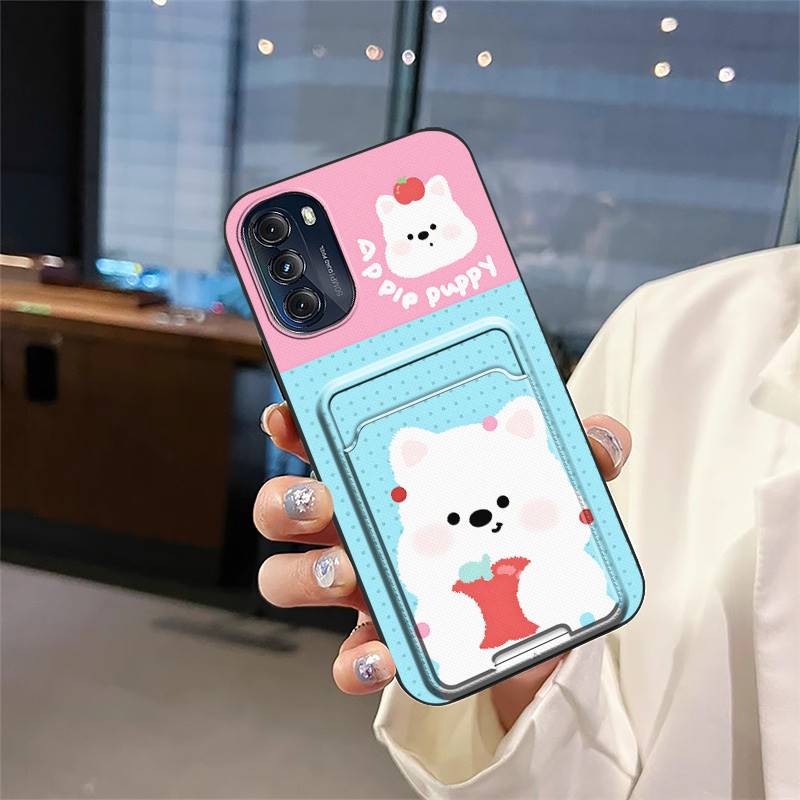 Dirt-resistant Cartoon Phone Case For MOTO G 5G 2022 Cute Durable Shockproof Full wrap Card slot Card bag Graffiti Cover