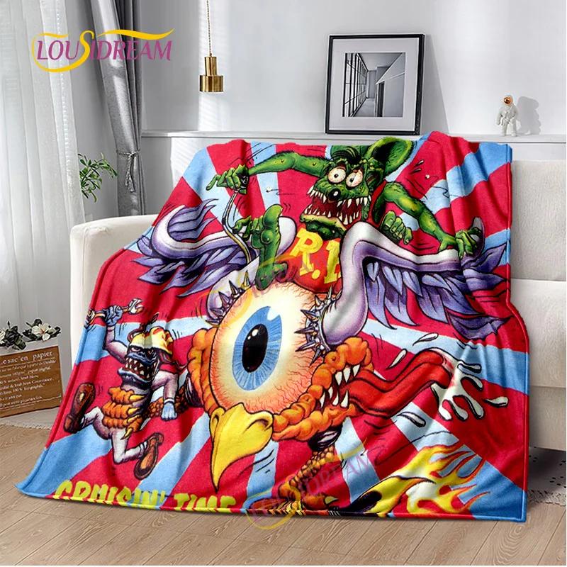 Portable Multifunctional Children's holiday birthday Gift Cartoon Rat Fink Cute Home Bedroom decoration Warm Sherpa blanket