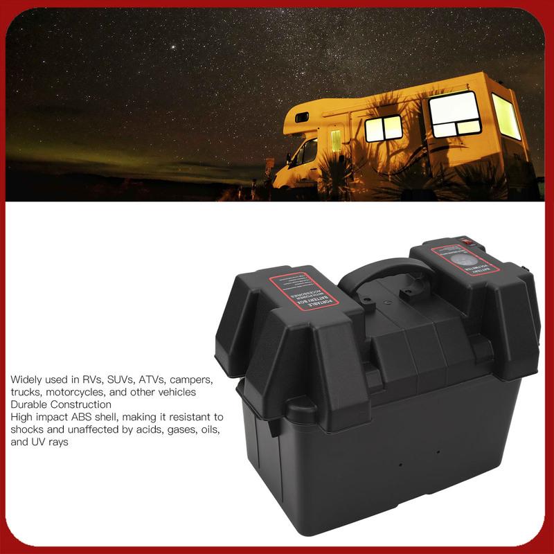Trolling Motor Smart Battery Box Rainproof 2 USB Port ABS Marine Battery Power Center Resistant for RV Van SUV ATV Camping Truck