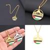 Geometric Design Ethnic Pendant Necklace With Aksha Mosque And Palestine Charm Stainless Steel Jewelry