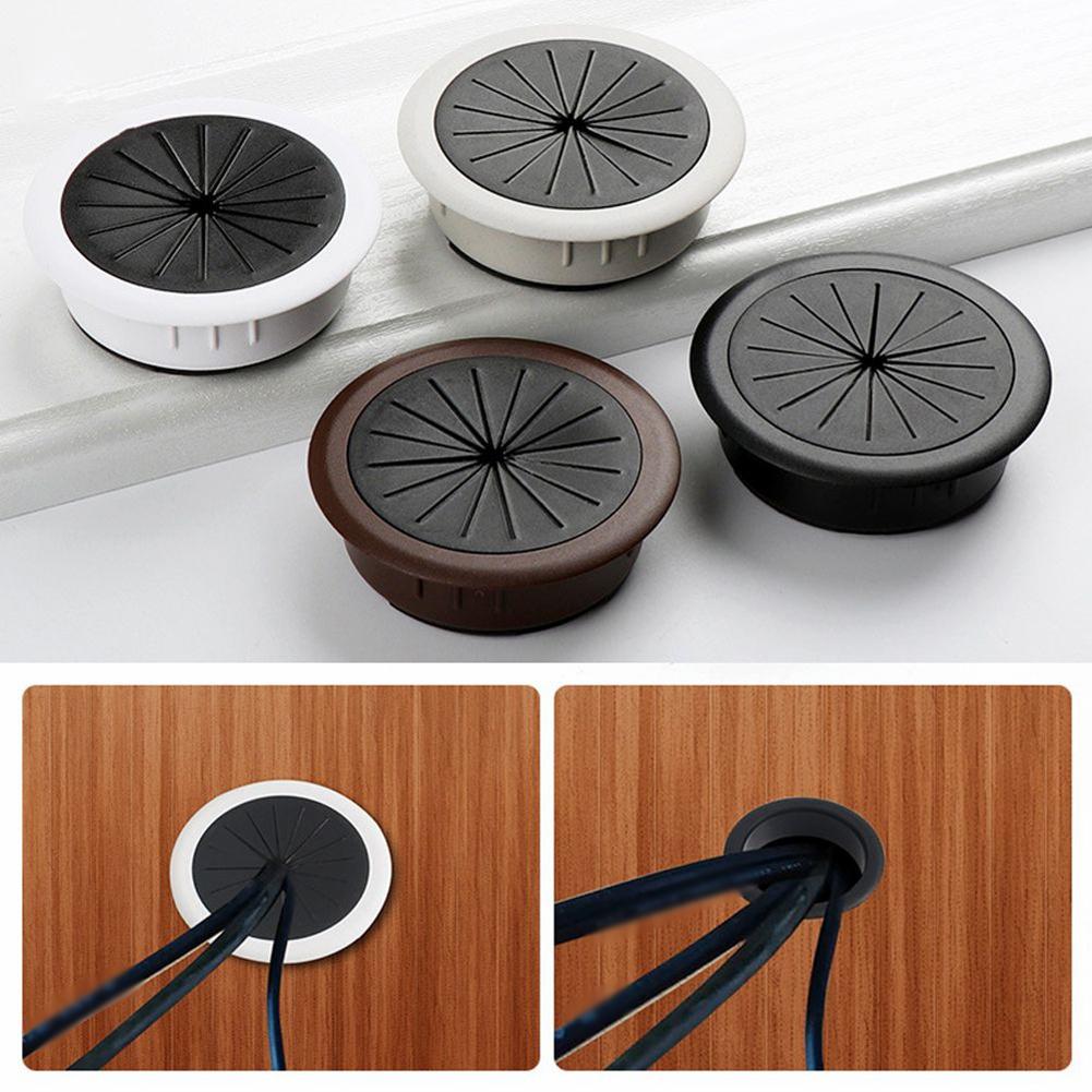 60MM Desk Cord Grommet Wire Hole Cover Line Outlet Port Threading Box Cover Cable Passing Box Office Table Cable Organizer