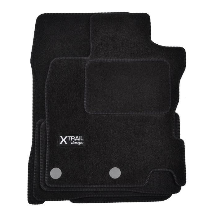 Tapis de sol - Logo - Nissan X-Trail - Velours noir - 4 pièces - Antidérapant - Sur mesure