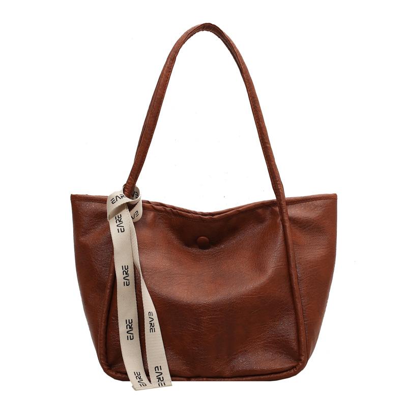 

Зимняя новая сумка-тоут из мягкой ПУ кожи для студентов большой вместимости, повседневная, для занятий, универсальная высококачественная сумка на плечо в японском и корейском стиле коричневый