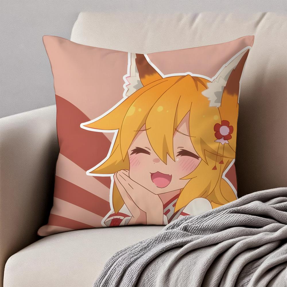 Fashion TThe Helpful Fox SenkoSanS Cartoon Cushion Cover Pillowcase Antidustmite Invisible Zipper Short Plush Sofa Cushion