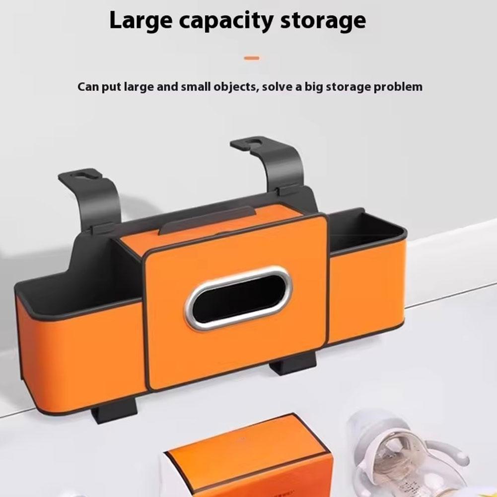 Car Seat Organizer with ABS Box & Tissue Holder. Double Storage for Snacks/Drinks. Easy Install, Durable Resin for All Cars
