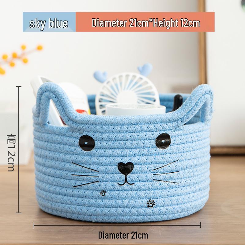 Handgefertigter Baumwoll-Desktop-Aufbewahrungskorb mit Katzenohren für Schlüssel & Verschiedenes