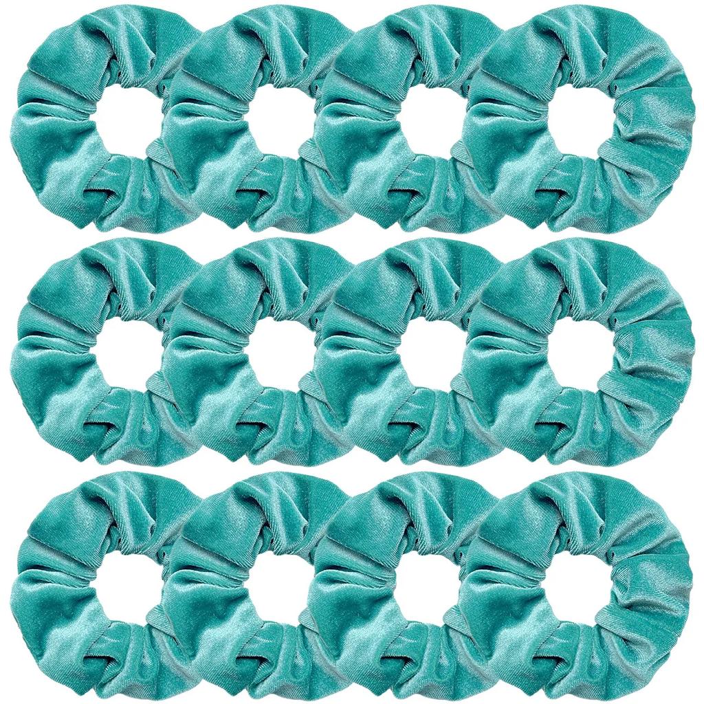 12pcs Vintage Women Pink Velvet Scrunchies Baby Girls Headwear White Black Blue Green Elastic Hair Bands Kids Hair Accessories