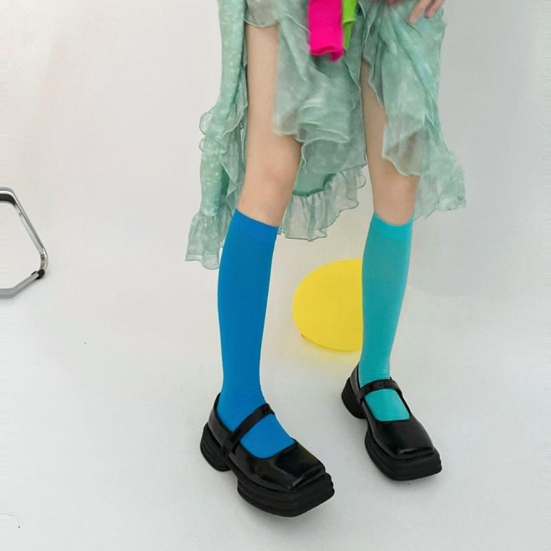 Colorful Calf Socks Velvets Knee High Stockings Lightweight Breathable Knee High Socks Student Girls Middle Tube Socks